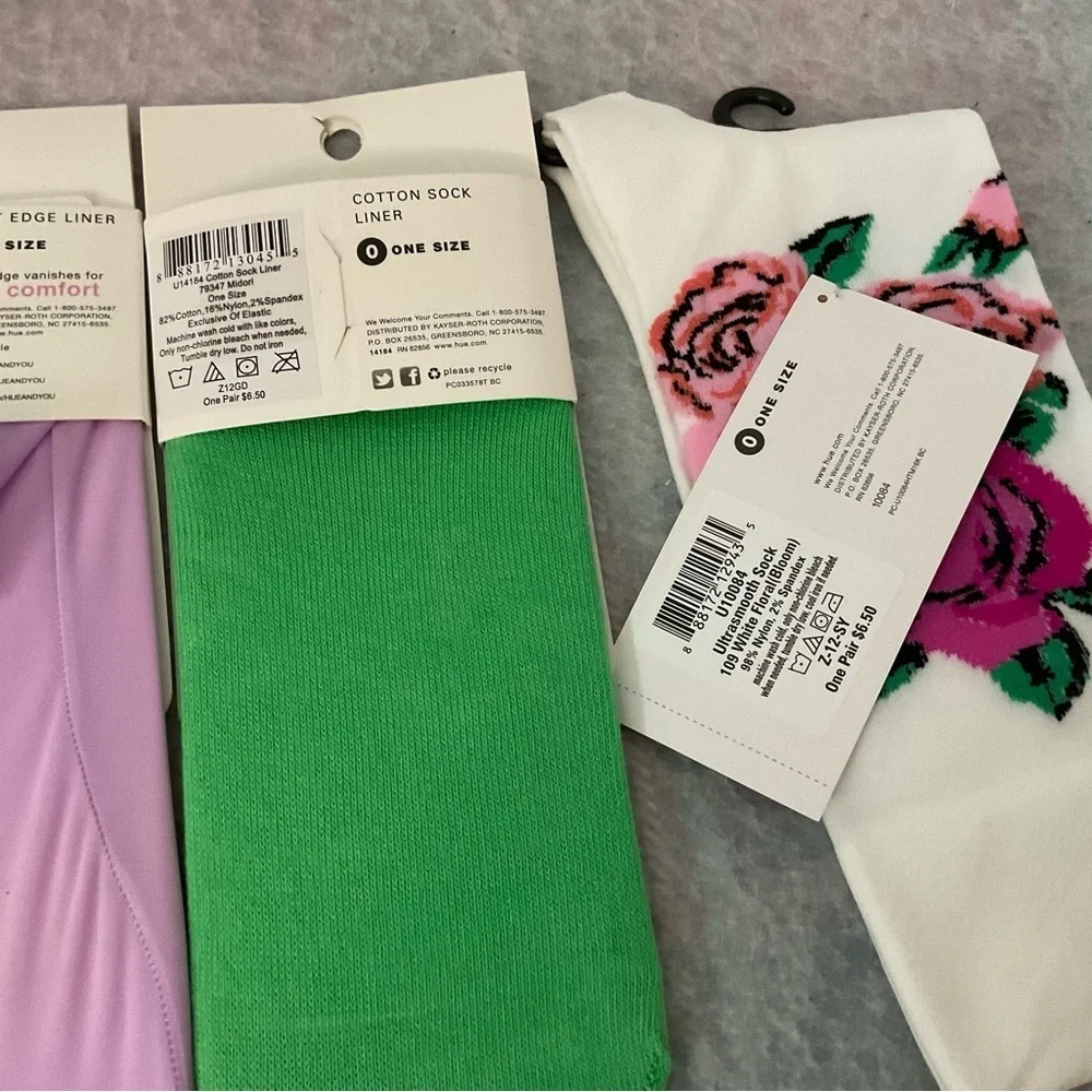 HUE Set of 2 Socks & 2 Shoe Liners One Size